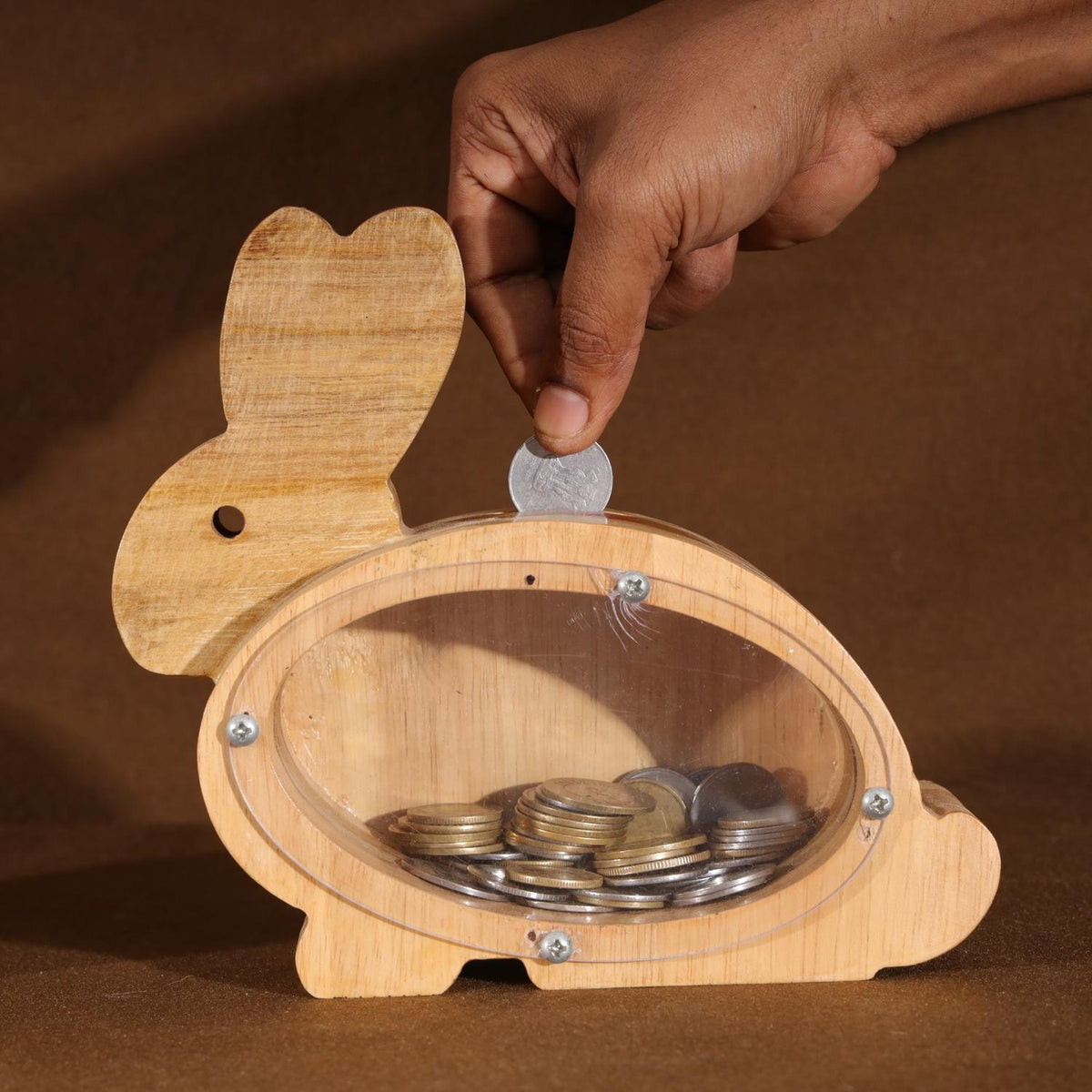 Wooden Rabbit Piggy Bank