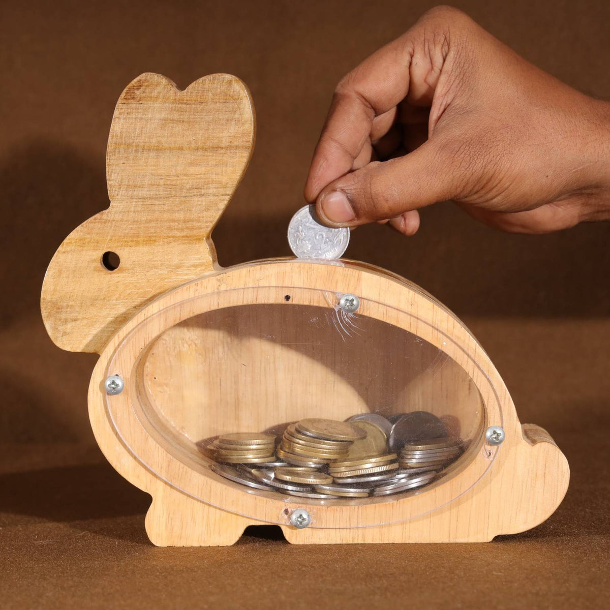 Wooden Rabbit Piggy Bank